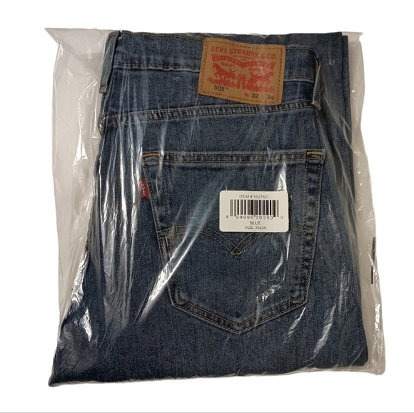 Levi's 505 Men's Blue Jean 30 x 34 Cotton Denim Classic Zip Fly NEW - Picture 4 of 5
